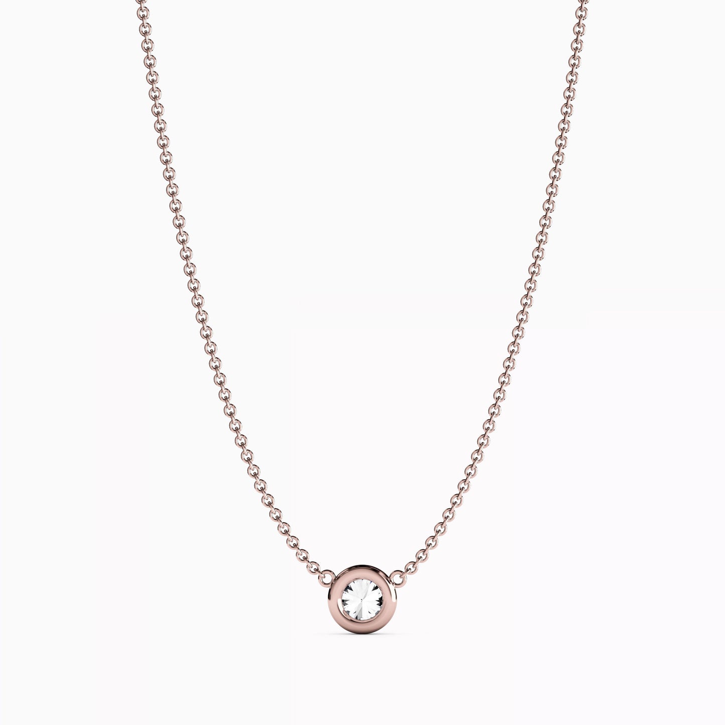 Diamond 1.0 CT Single Bezel Necklace in 14K Gold