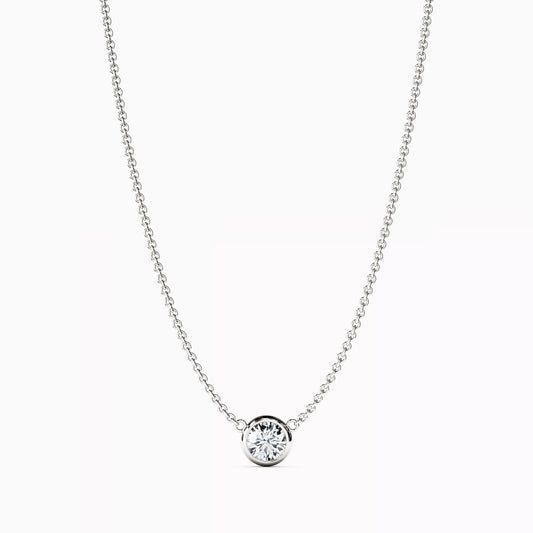 Diamond 1/4 CT Single Bezel Necklace in 14K Gold
