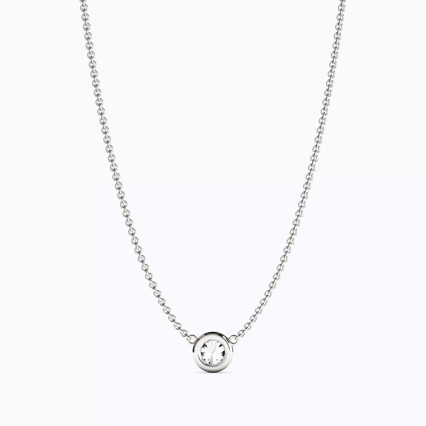 Diamond 1.0 CT Single Bezel Necklace in 14K Gold