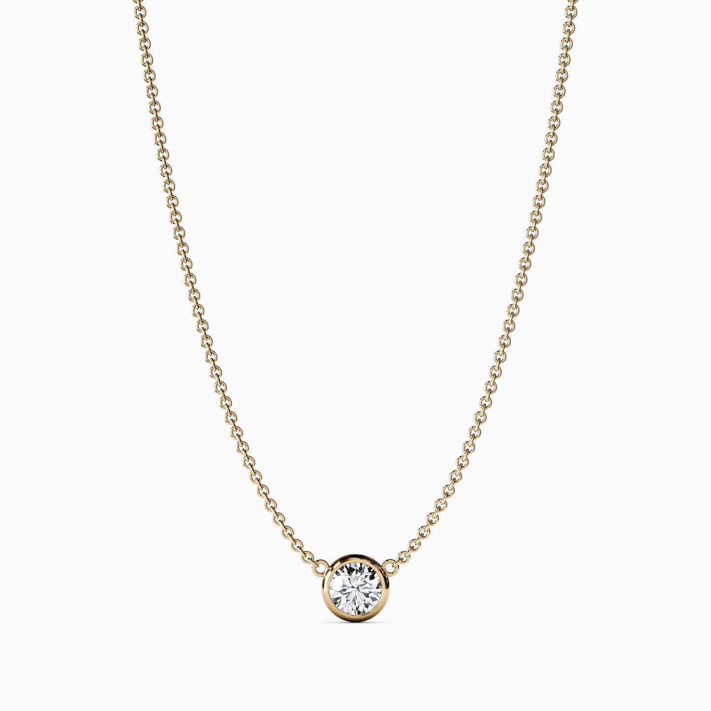 Diamond 1/2 CT Single Bezel Necklace in 14K Gold