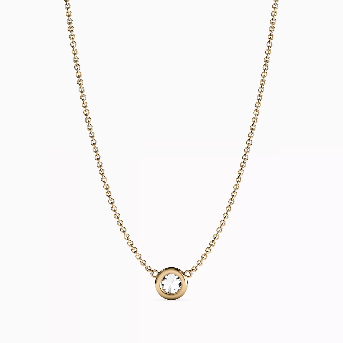 Diamond 1.0 CT Single Bezel Necklace in 14K Gold