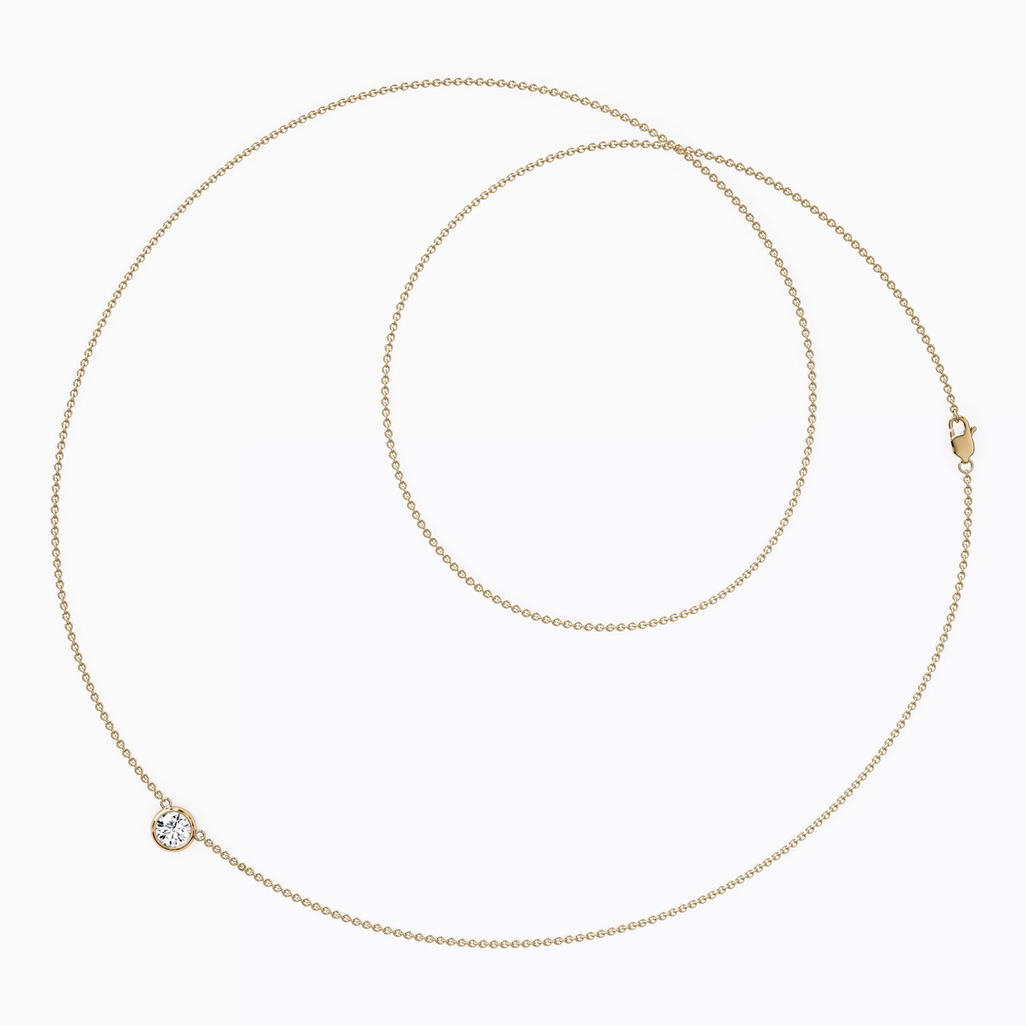 Diamond 1/2 CT Single Bezel Necklace in 14K Gold