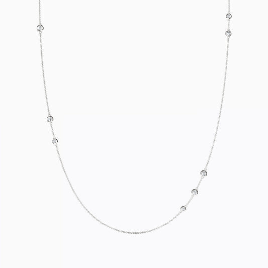 Diamond Bezel Cluster Station Necklace in 14K Gold