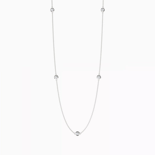 Diamond Bezel Station Necklace in 14K Gold