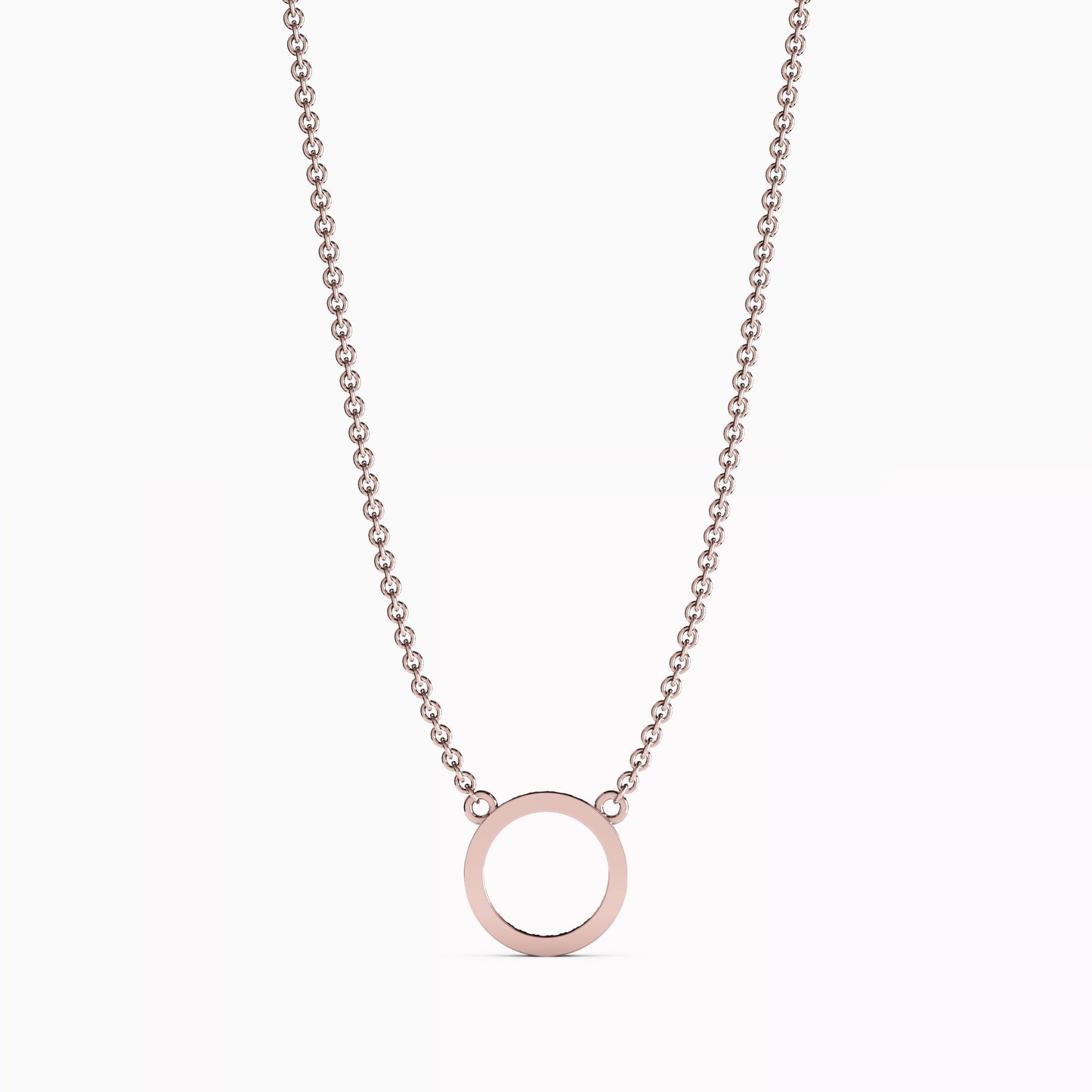 Diamond Hollow Circle Necklace in 14K Gold
