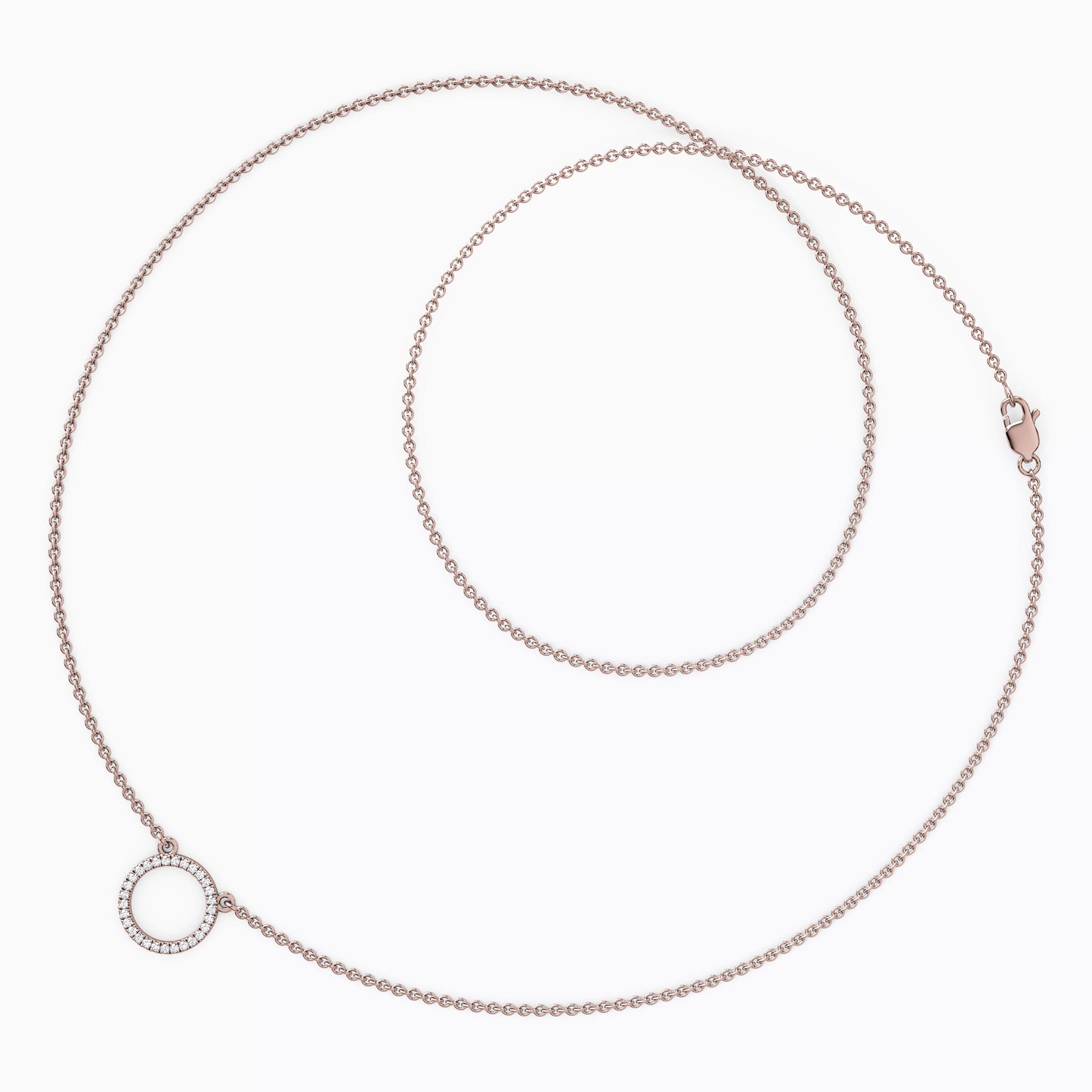 Diamond Hollow Circle Necklace in 14K Gold