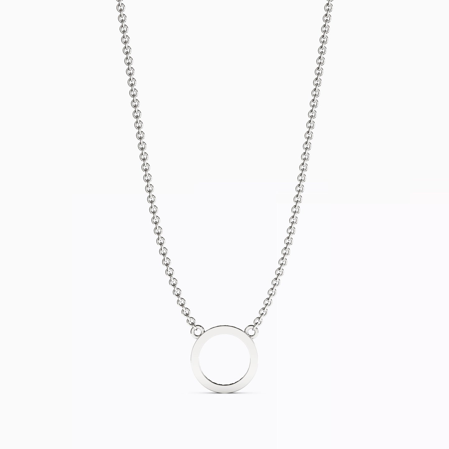 Diamond Hollow Circle Necklace in 14K Gold