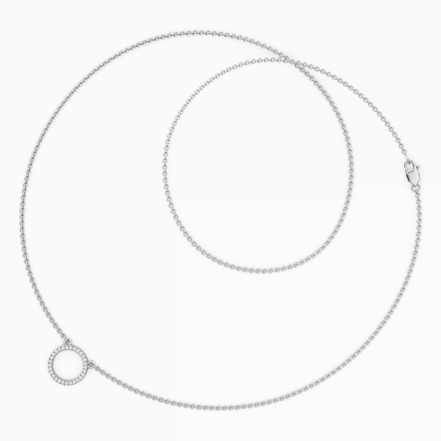 Diamond Hollow Circle Necklace in 14K Gold
