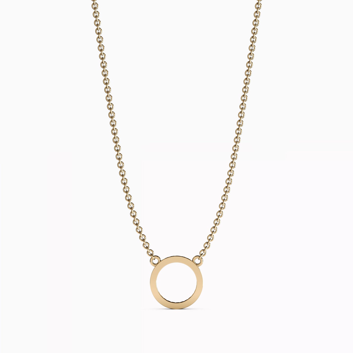 Diamond Hollow Circle Necklace in 14K Gold