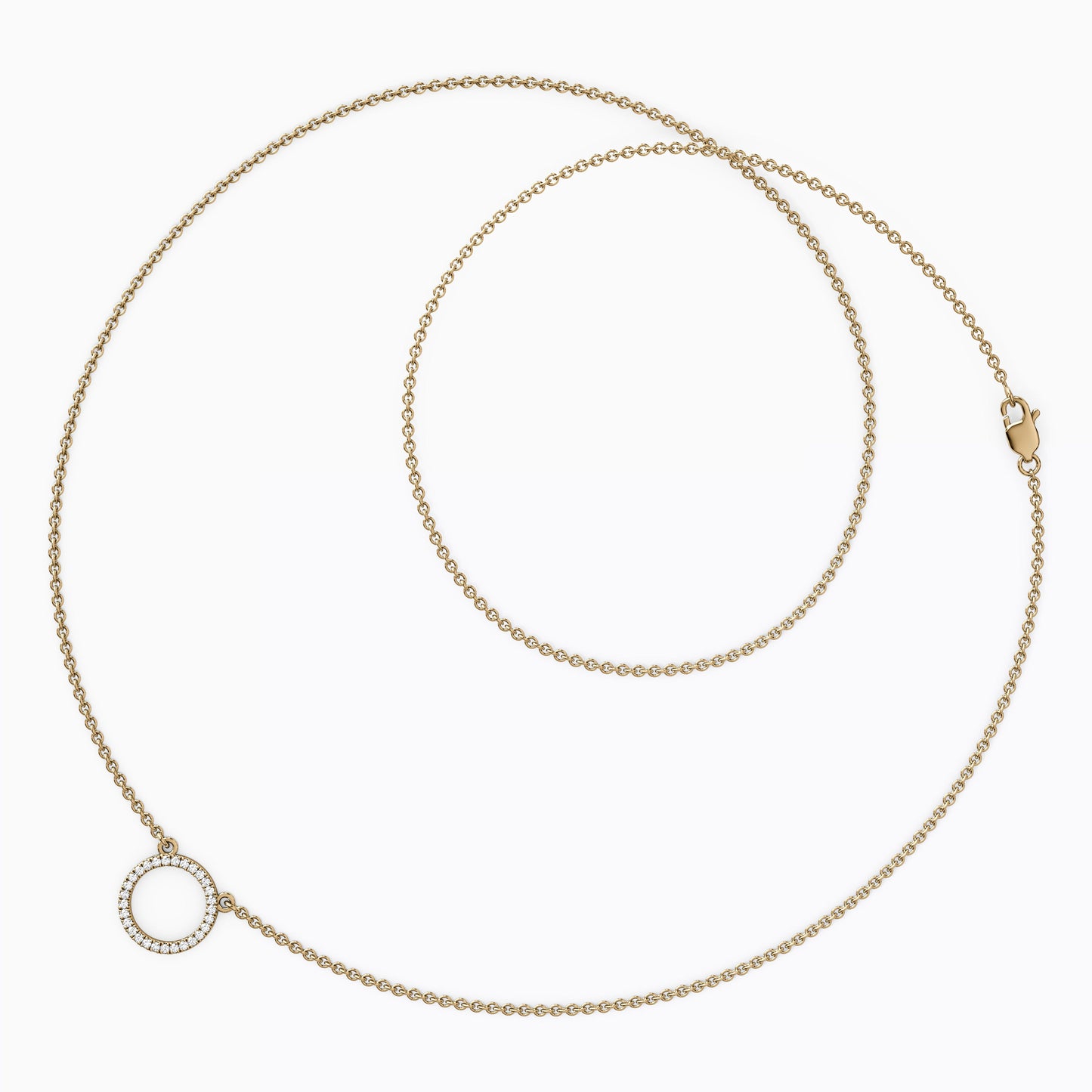 Diamond Hollow Circle Necklace in 14K Gold