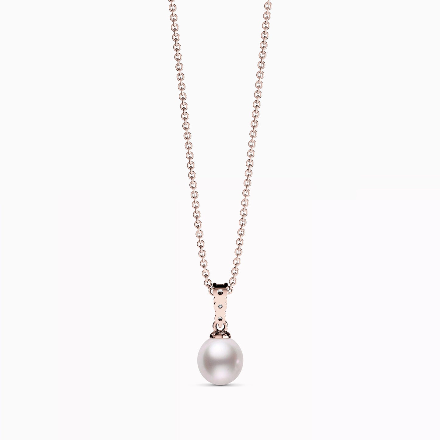 Akoya Pearl Diamond Bar Pendant Necklace in 14K Gold