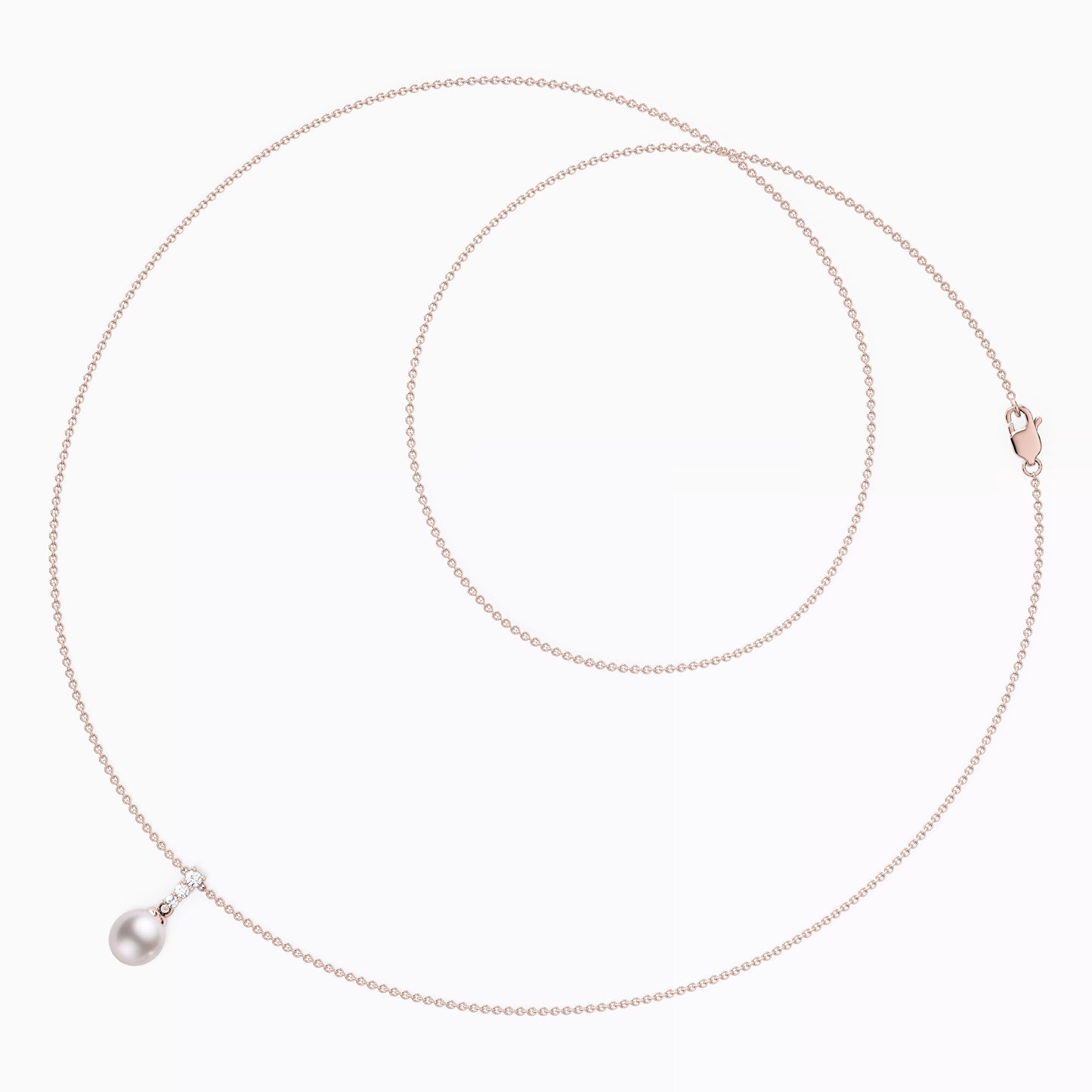 Akoya Pearl Diamond Bar Pendant Necklace in 14K Gold