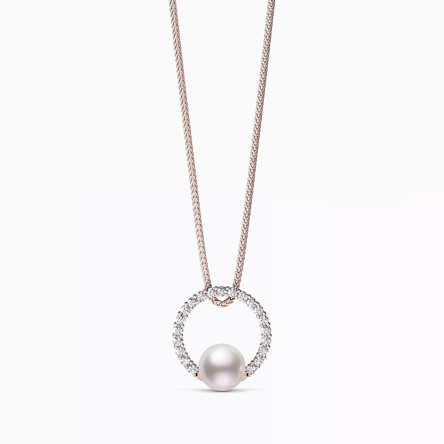 Halo Akoya Pearl Diamond Pendant Necklace in 14K Gold