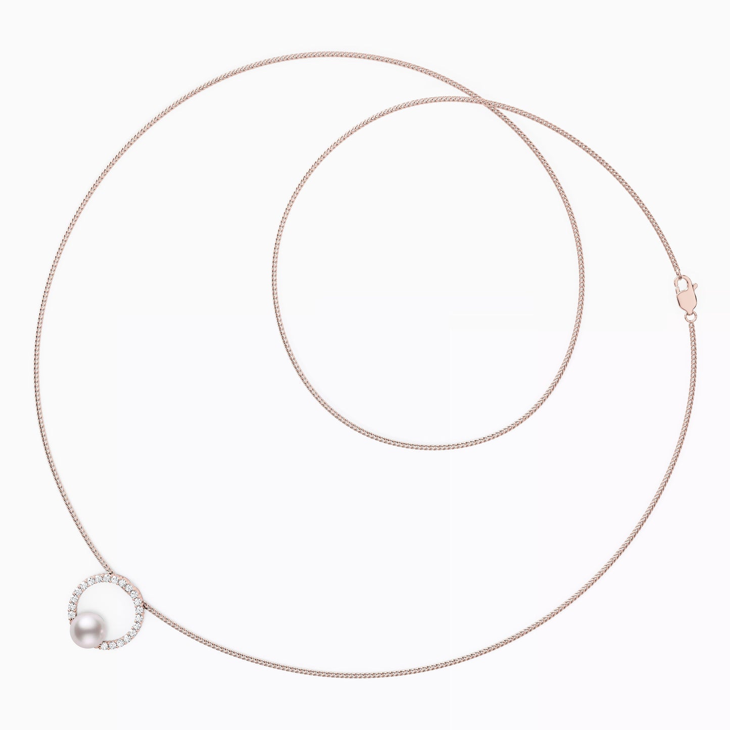 Halo Akoya Pearl Diamond Pendant Necklace in 14K Gold