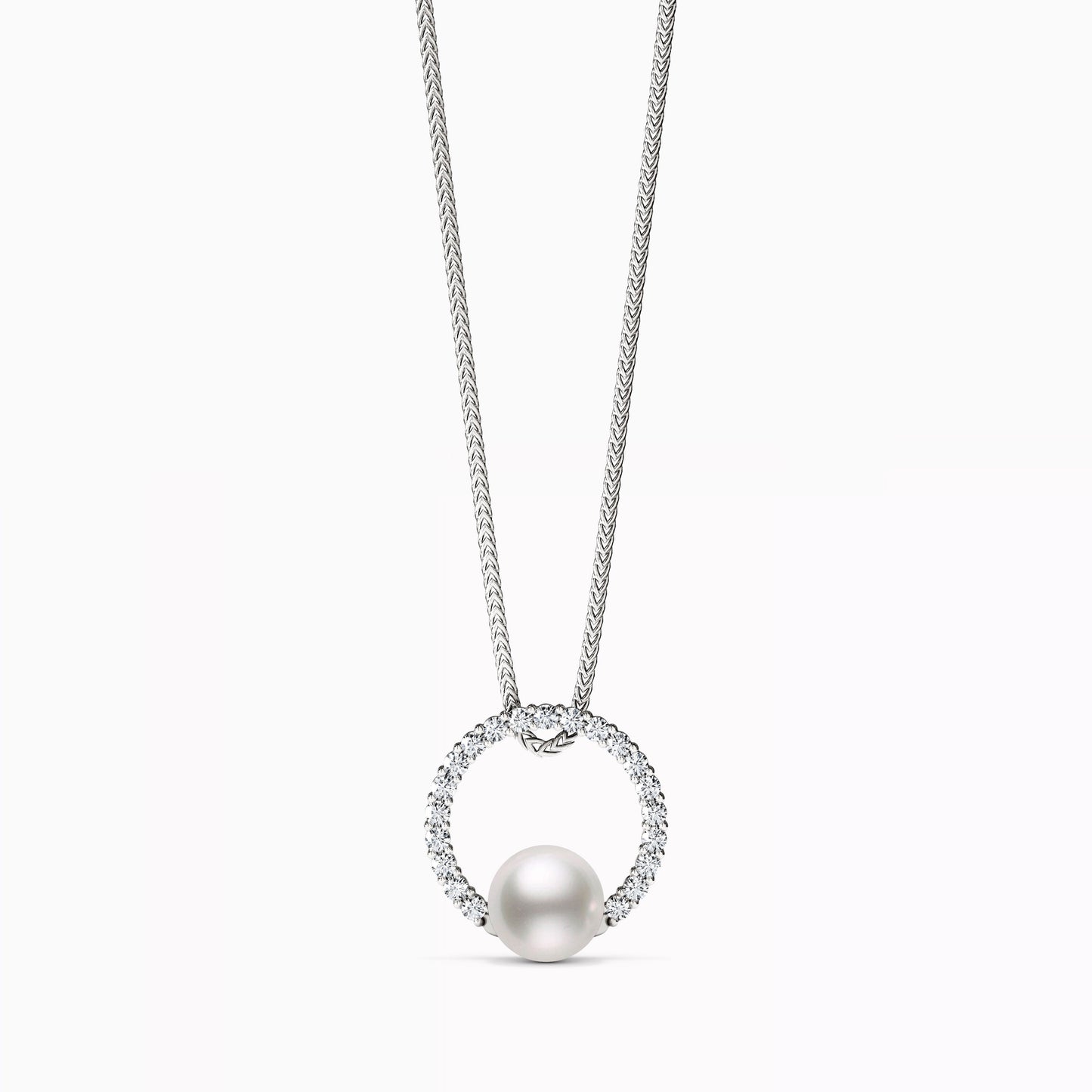 Halo Akoya Pearl Diamond Pendant Necklace in 14K Gold