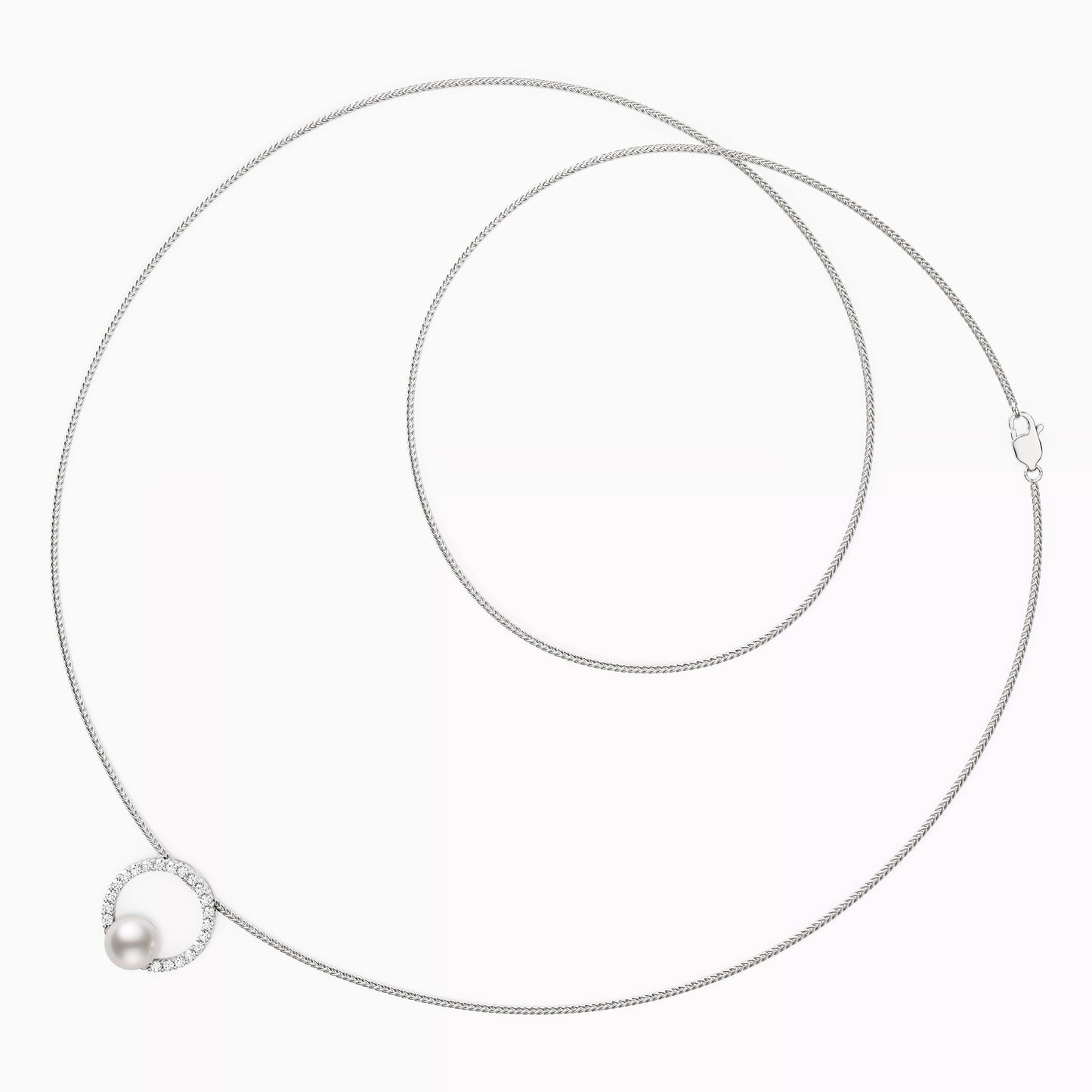 Halo Akoya Pearl Diamond Pendant Necklace in 14K Gold