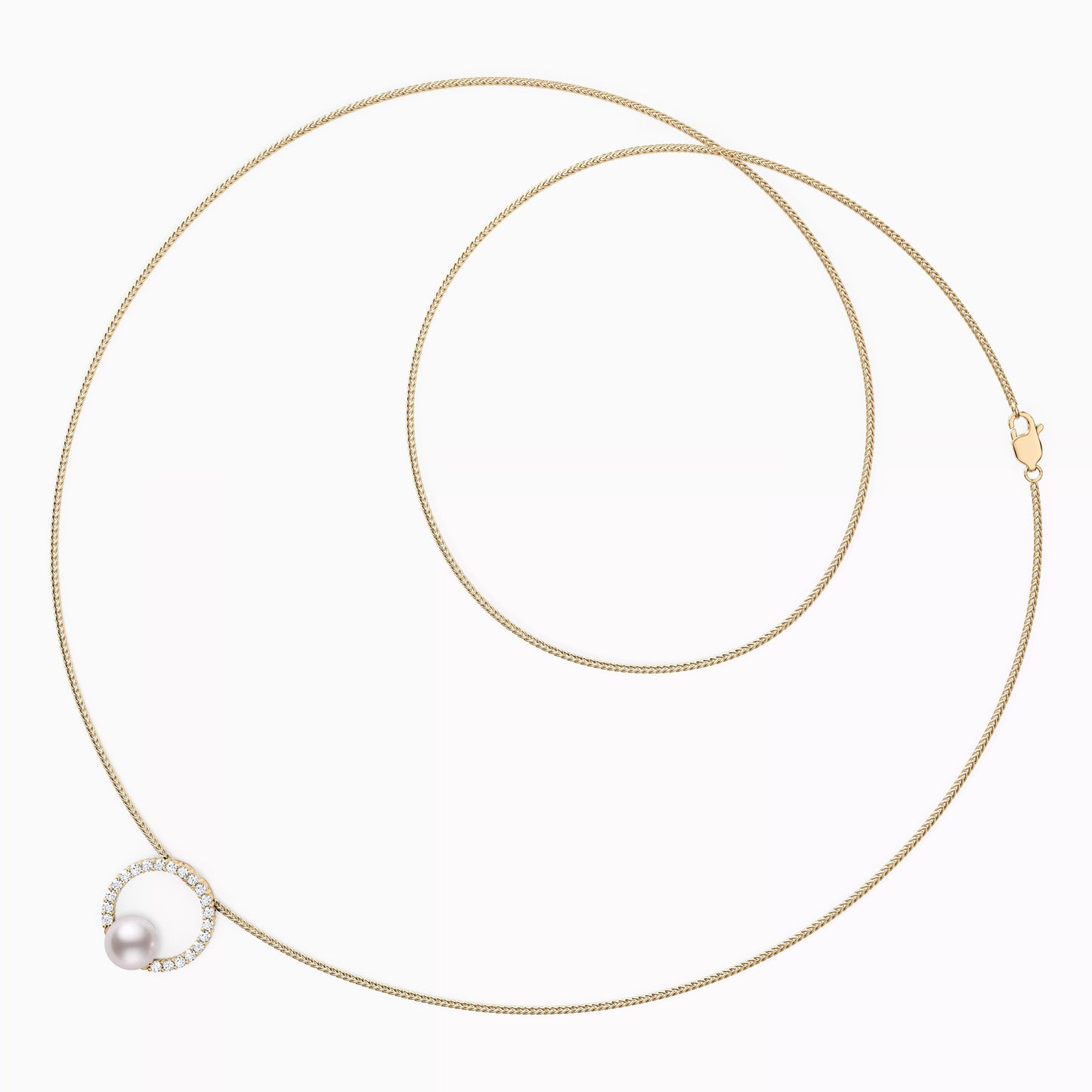 Halo Akoya Pearl Diamond Pendant Necklace in 14K Gold