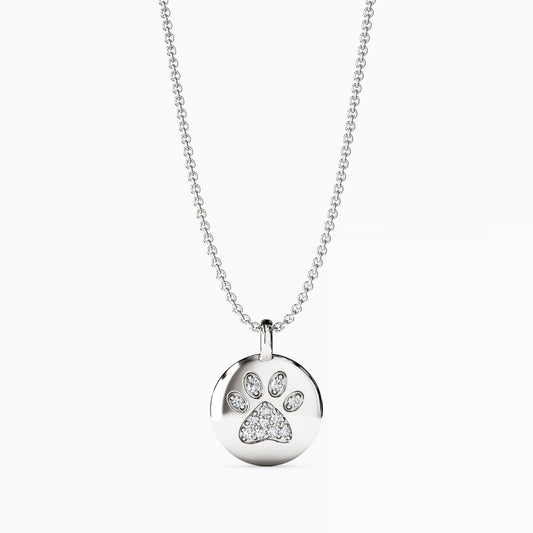 Diamond Paw Print Pendant in Sterling Silver