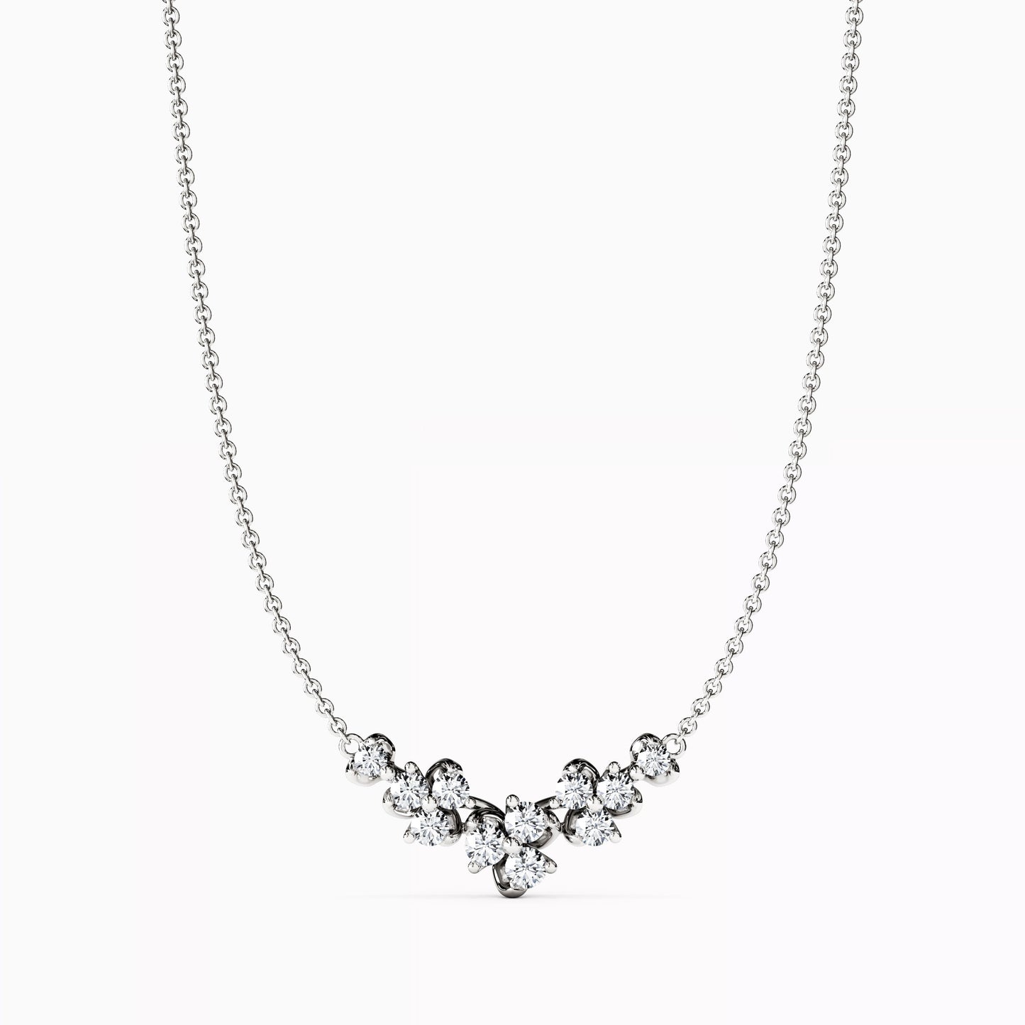 Diamond Mini Lotus V Pendant Necklace in 14K Gold