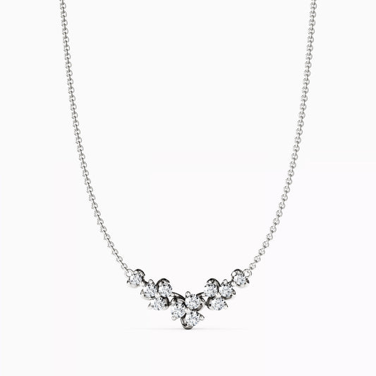 Diamond Mini Lotus V Pendant Necklace in 14K Gold