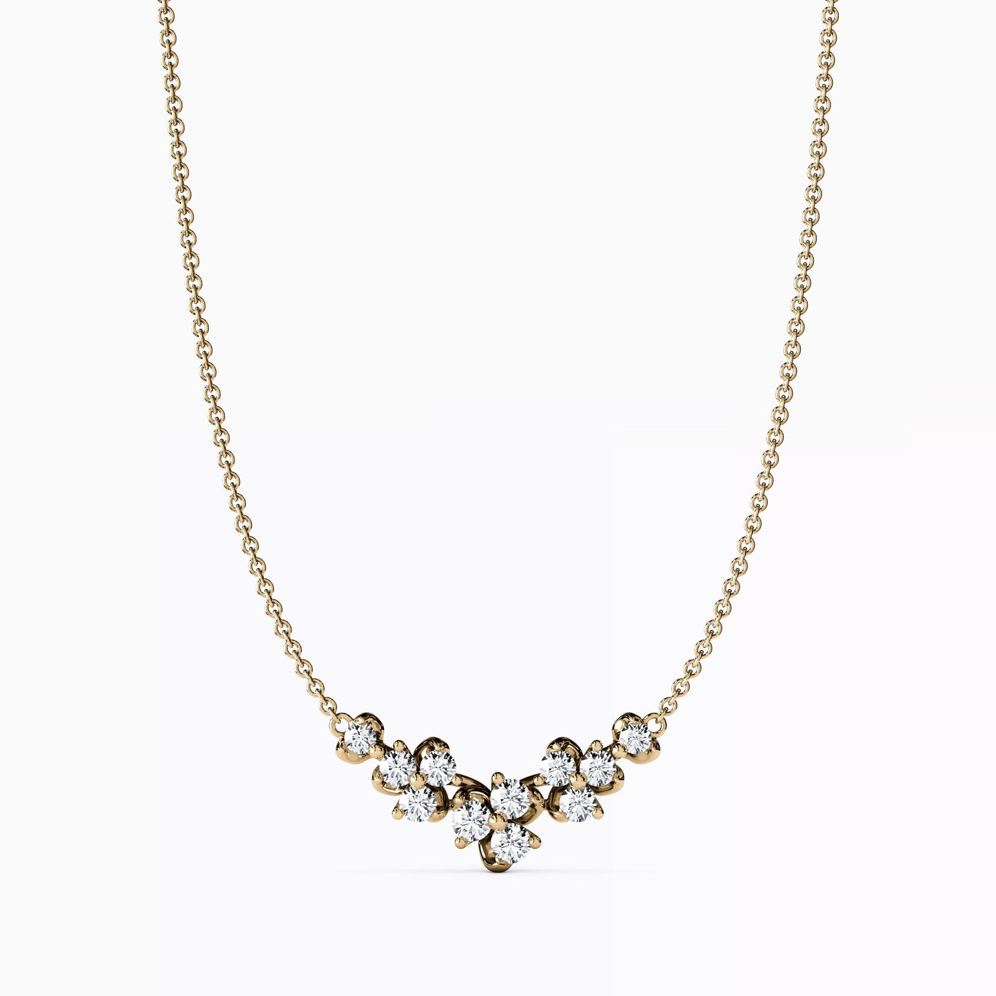 Diamond Mini Lotus V Pendant Necklace in 14K Gold