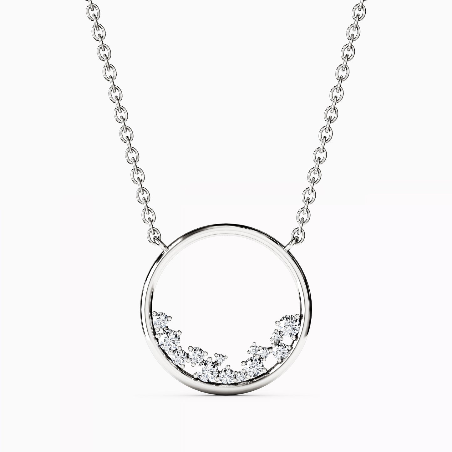 Diamond Mini Lotus Cluster Pendant Necklace in 14K Gold