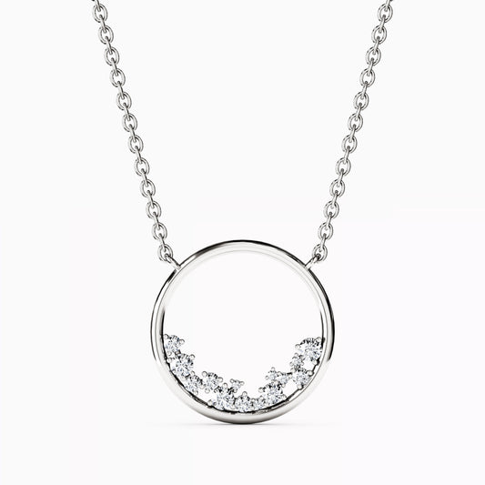 Diamond Mini Lotus Cluster Pendant Necklace in 14K Gold