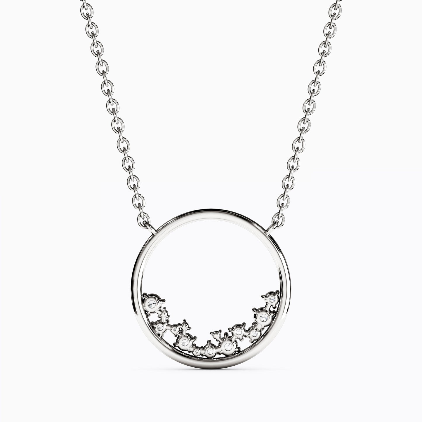 Diamond Mini Lotus Cluster Pendant Necklace in 14K Gold