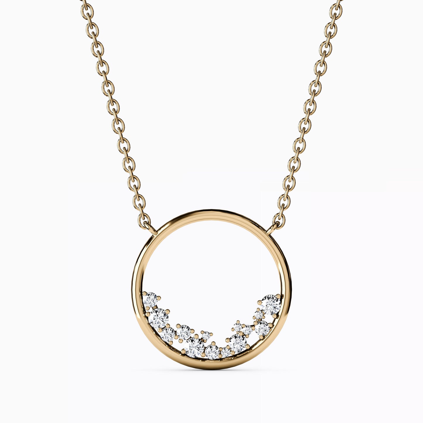 Diamond Mini Lotus Cluster Pendant Necklace in 14K Gold