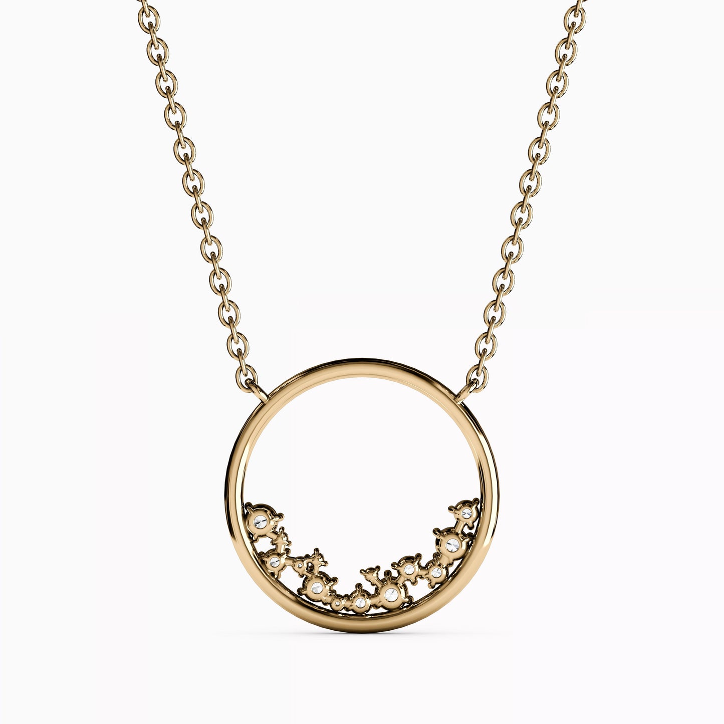 Diamond Mini Lotus Cluster Pendant Necklace in 14K Gold