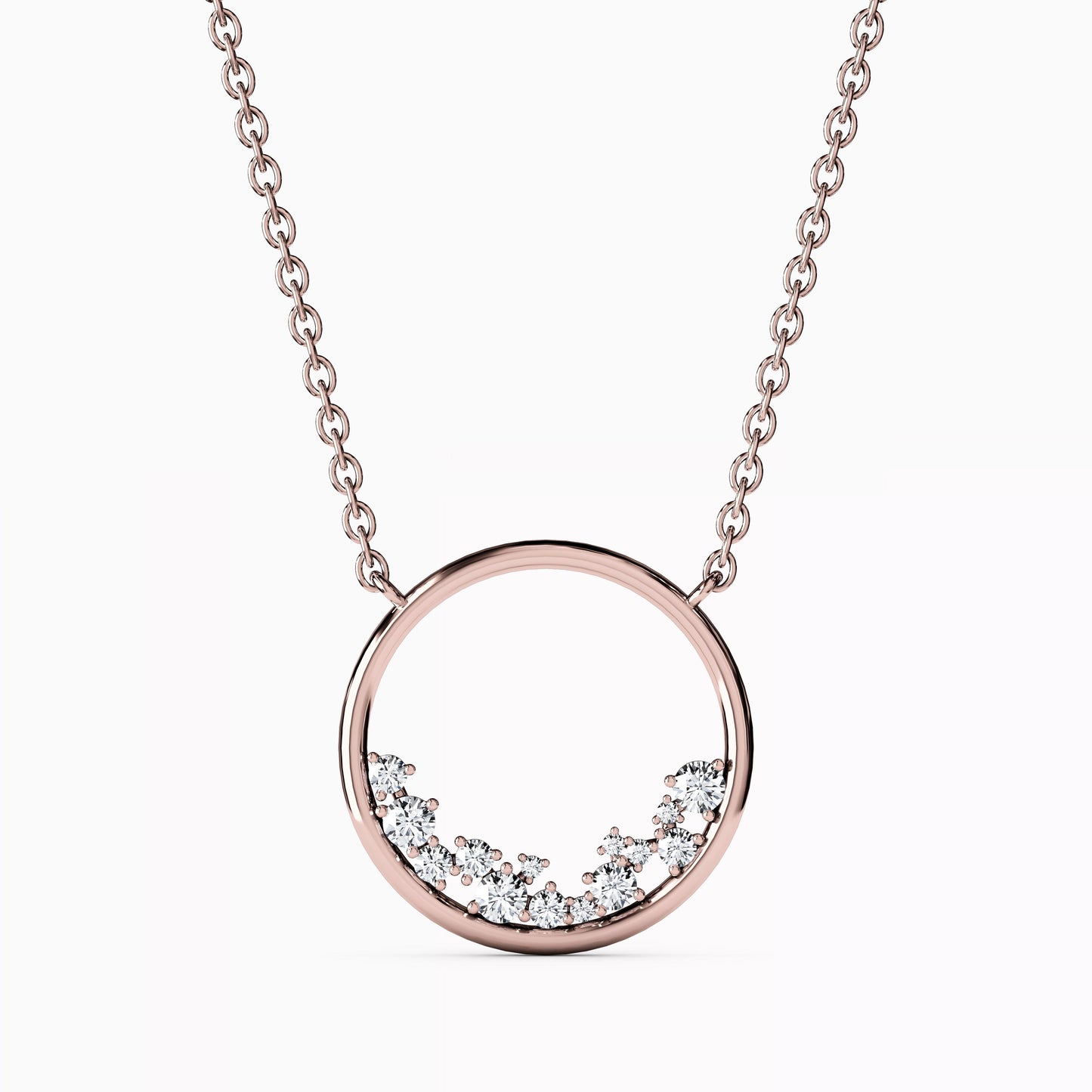 Diamond Mini Lotus Cluster Pendant Necklace in 14K Gold
