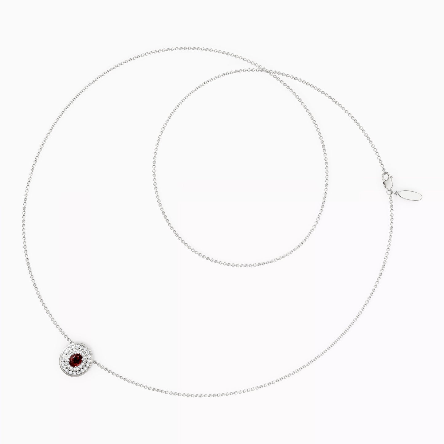 Ruby and Diamond Halo Pendant in 14K Gold