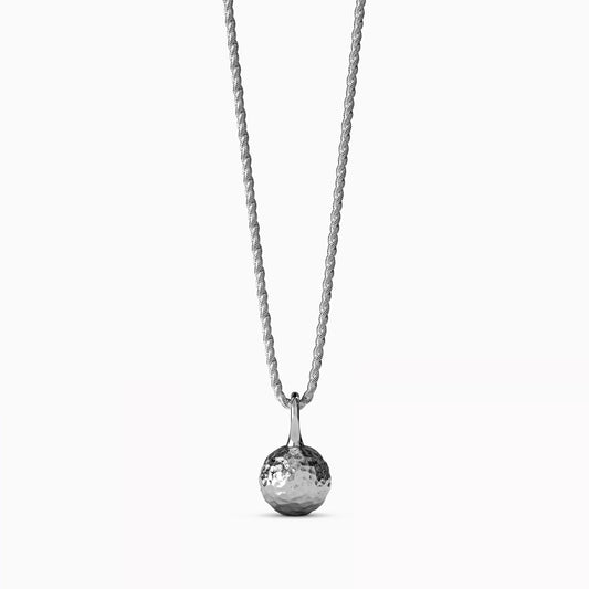 Hammered & Polished Ball Necklace in Sterling Silver