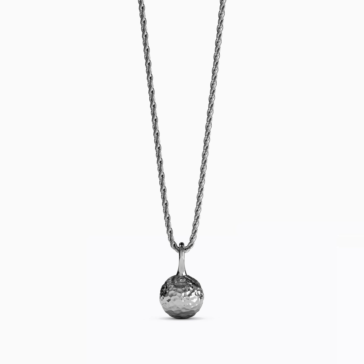 Hammered & Polished Ball Necklace in Sterling Silver