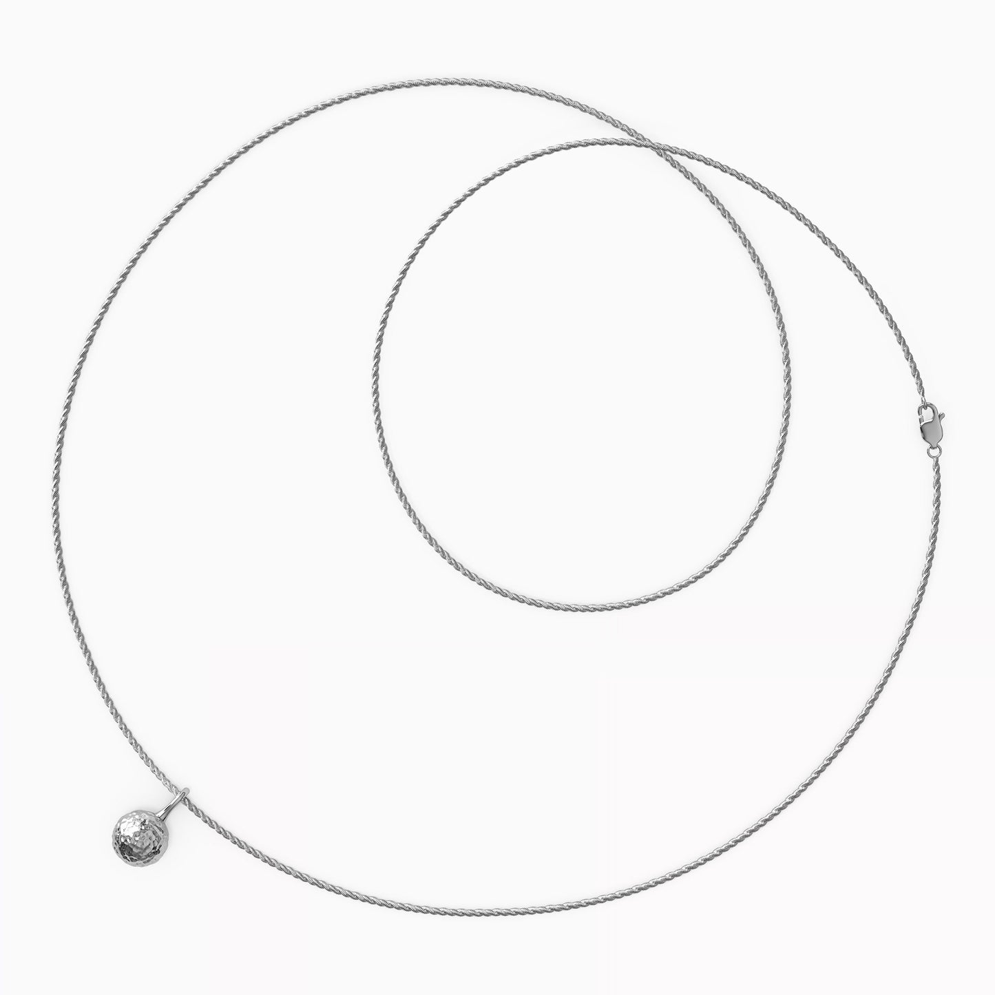 Hammered & Polished Ball Necklace in Sterling Silver