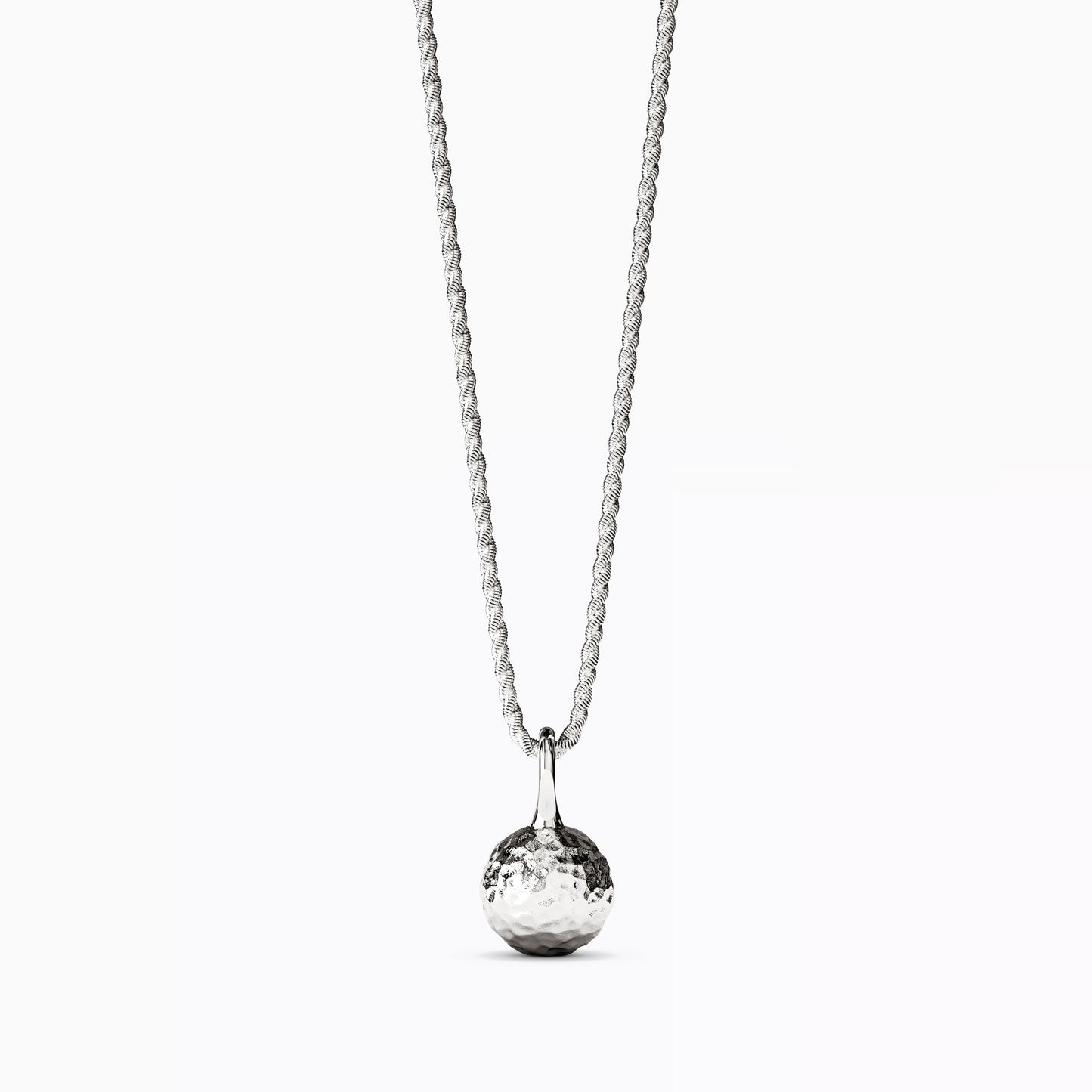 Hammered & Polished Ball Necklace in 14K Gold