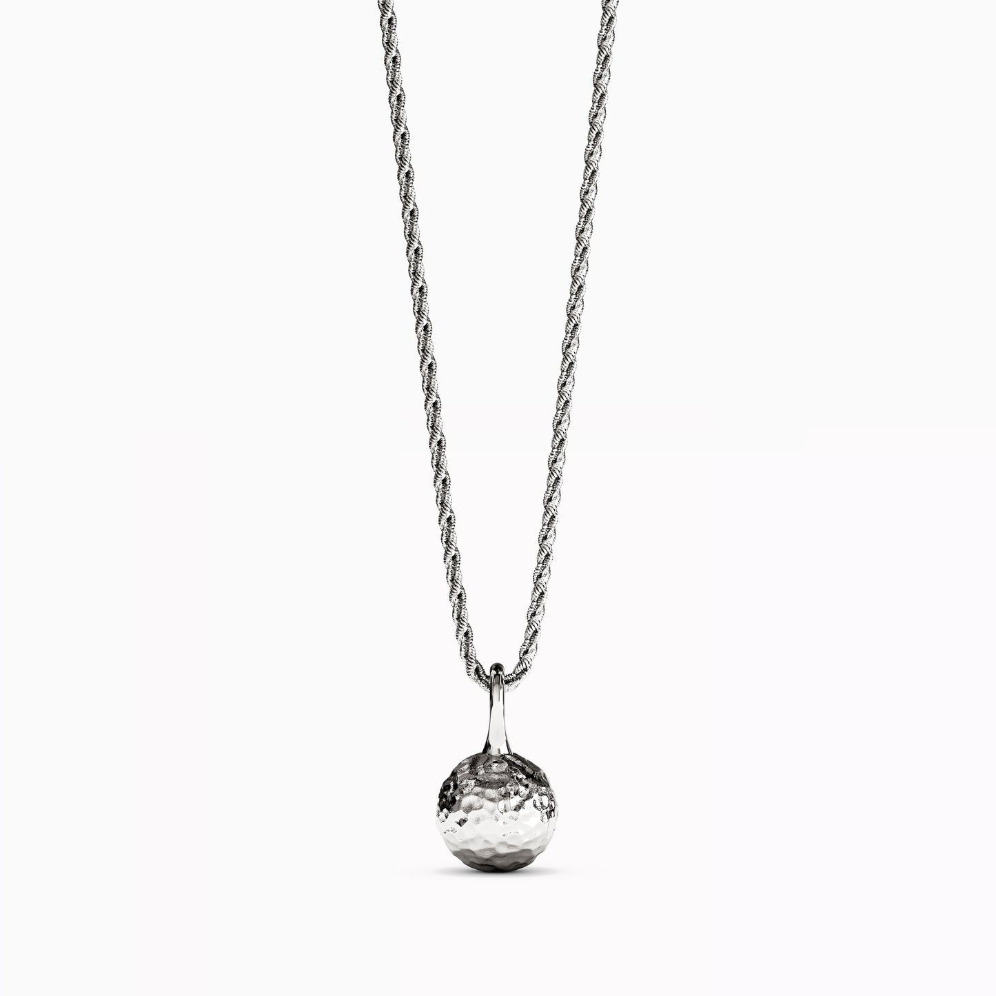 Hammered & Polished Ball Necklace in 14K Gold