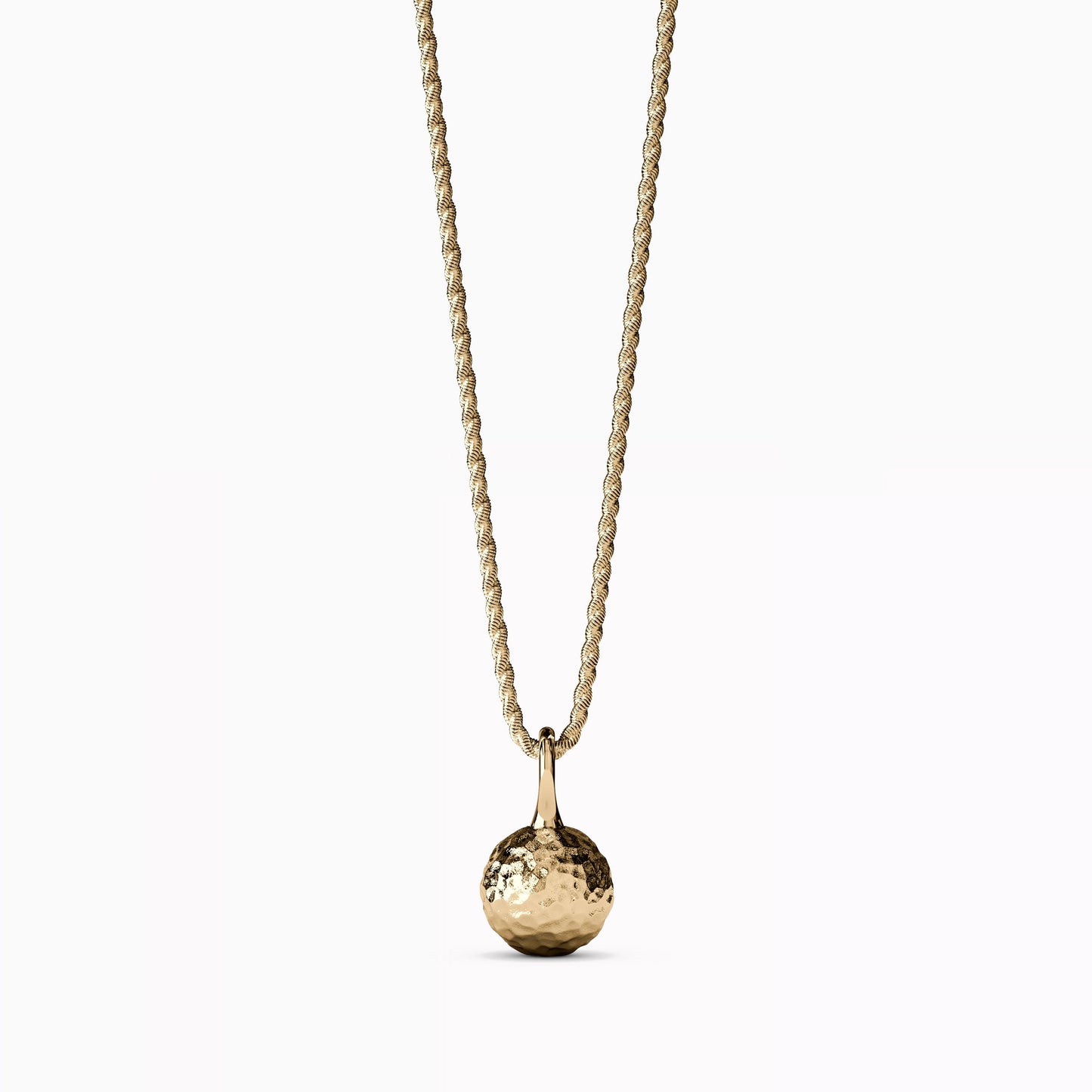 Hammered & Polished Ball Necklace in 14K Gold