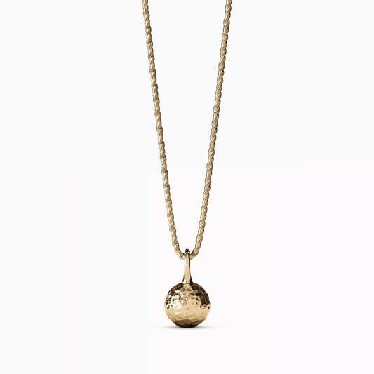 Hammered & Polished Ball Necklace in 14K Gold