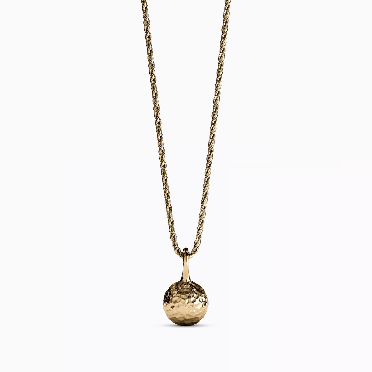 Hammered & Polished Ball Necklace in 14K Gold