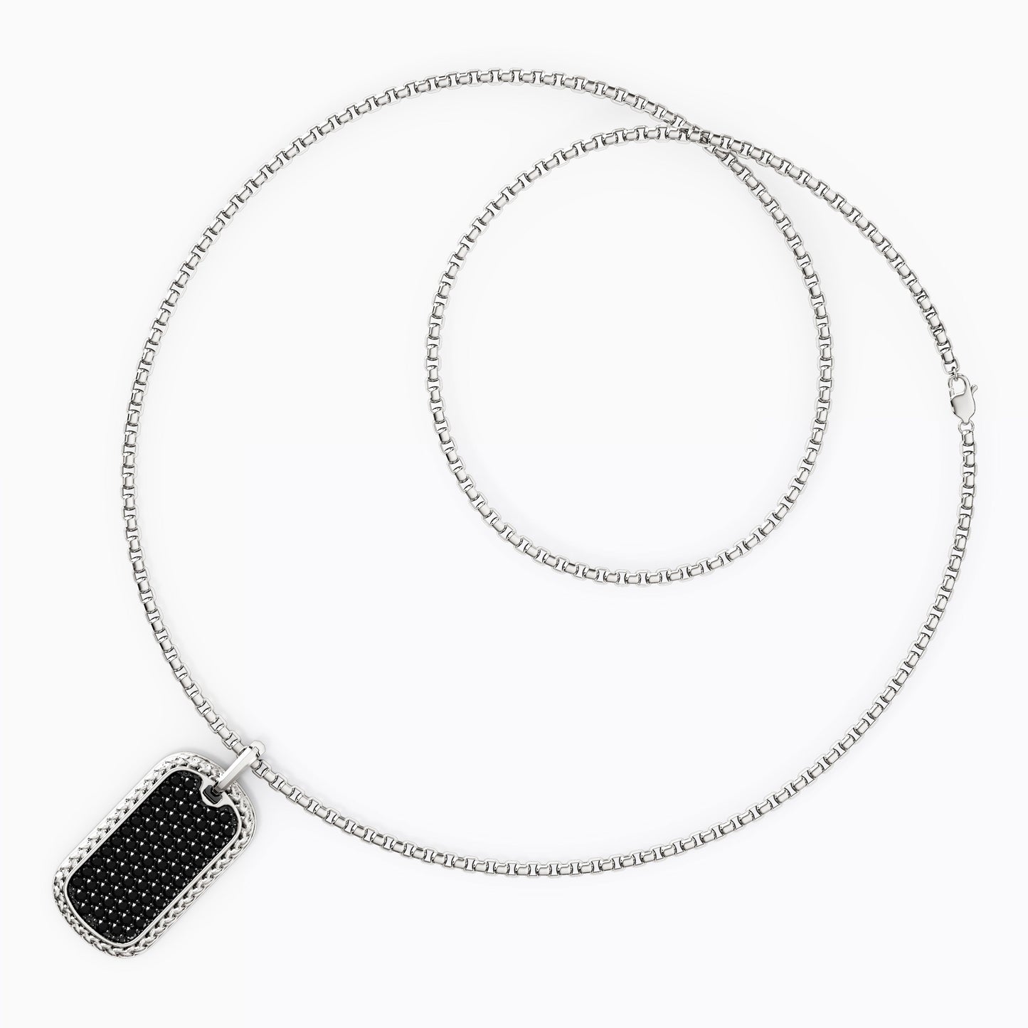 Black Diamond Honeycomb Men's Tag in Sterling Silver