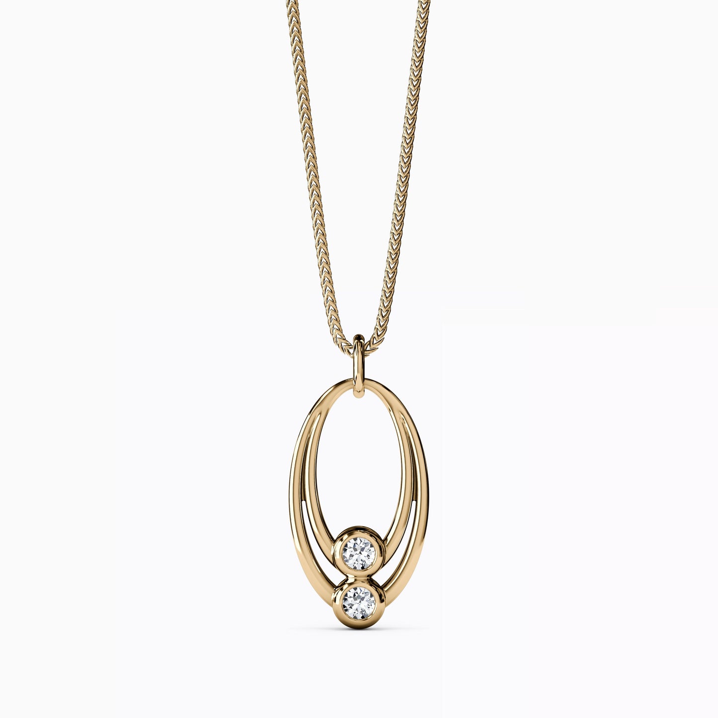 Dew Drops Diamond Double loop in 14K Gold