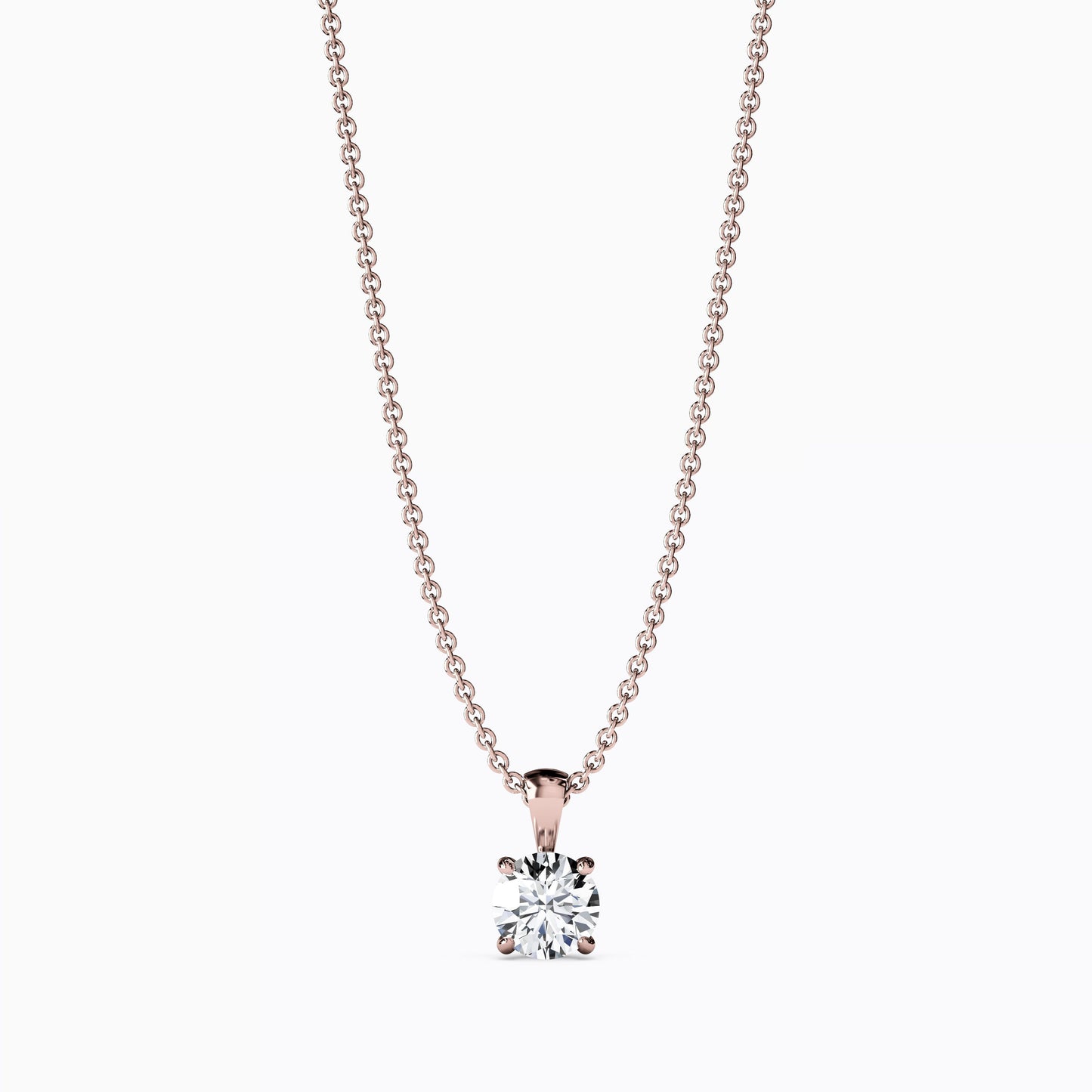 Round Diamond 4 Prong Necklace Pendant in 14K Gold