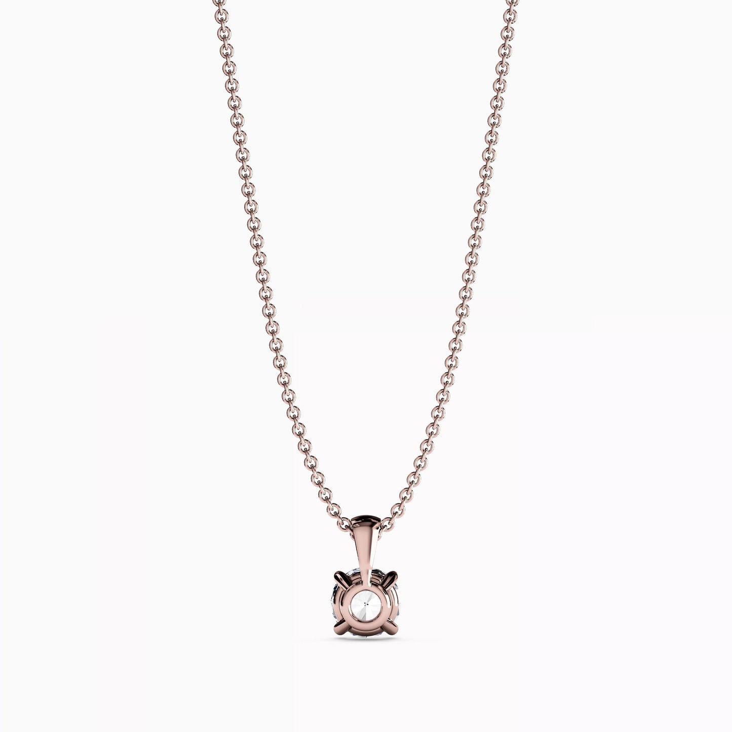 Round Diamond 4 Prong Necklace Pendant in 14K Gold