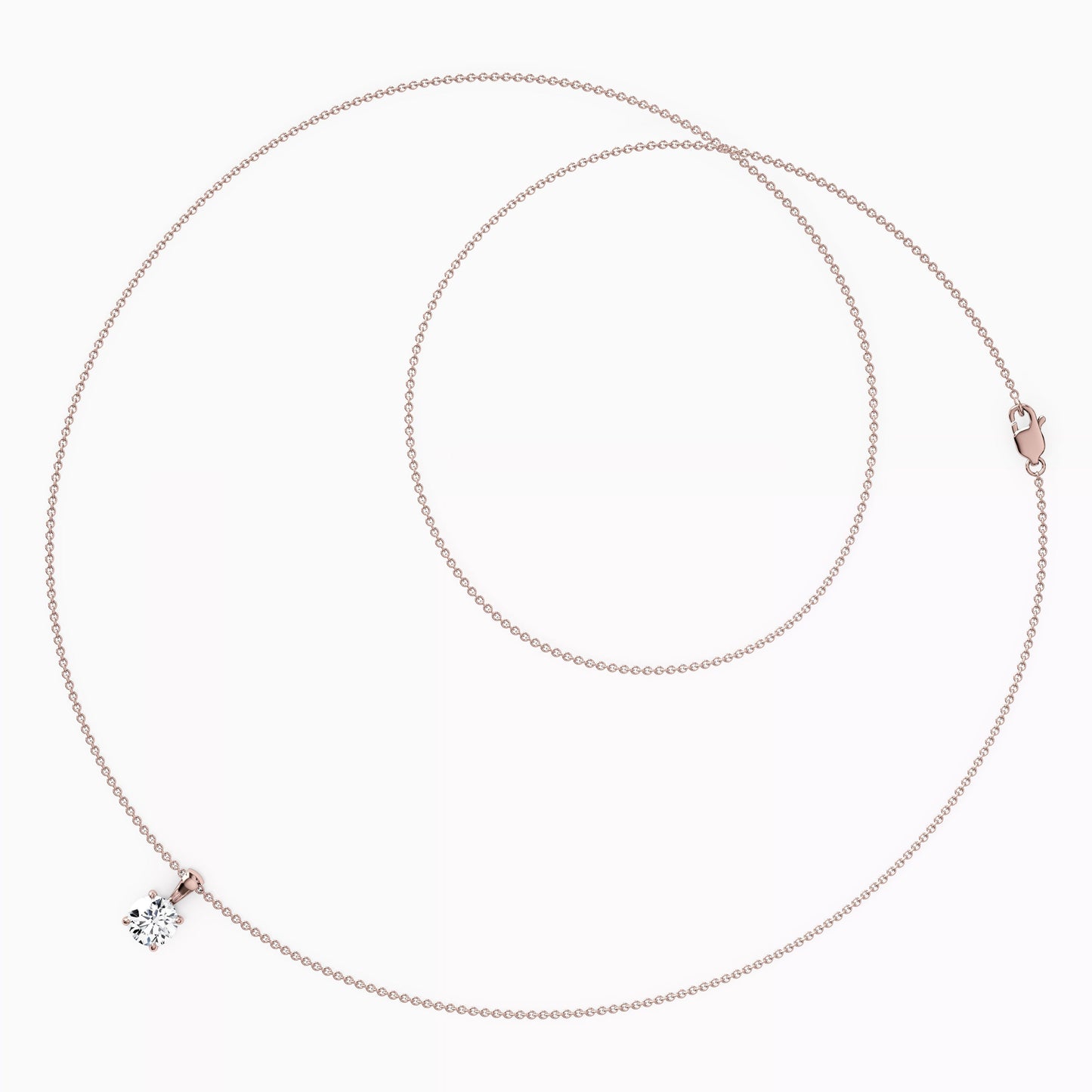 Round Diamond 4 Prong Necklace Pendant in 14K Gold