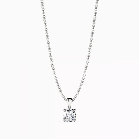 Round Diamond 4 Prong Necklace Pendant in 14K Gold