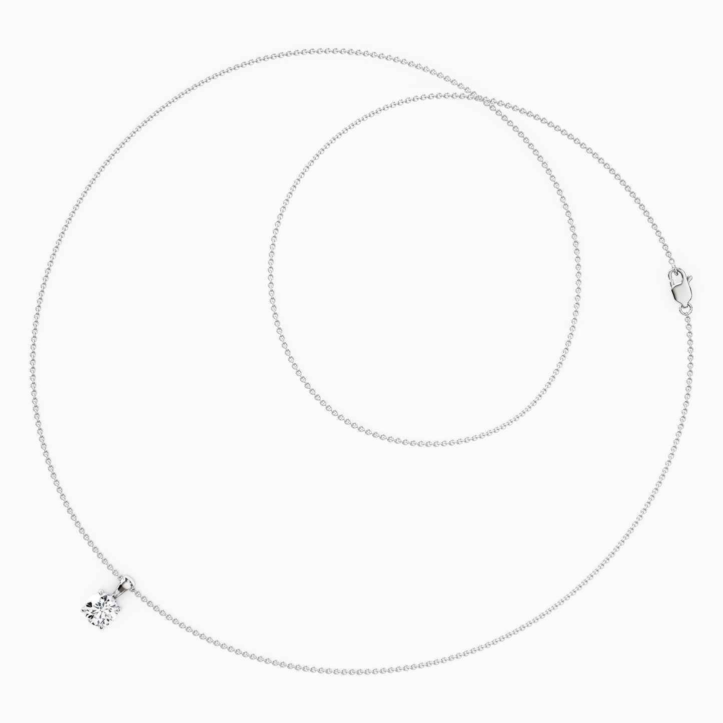 Round Diamond 4 Prong Necklace Pendant in 14K Gold
