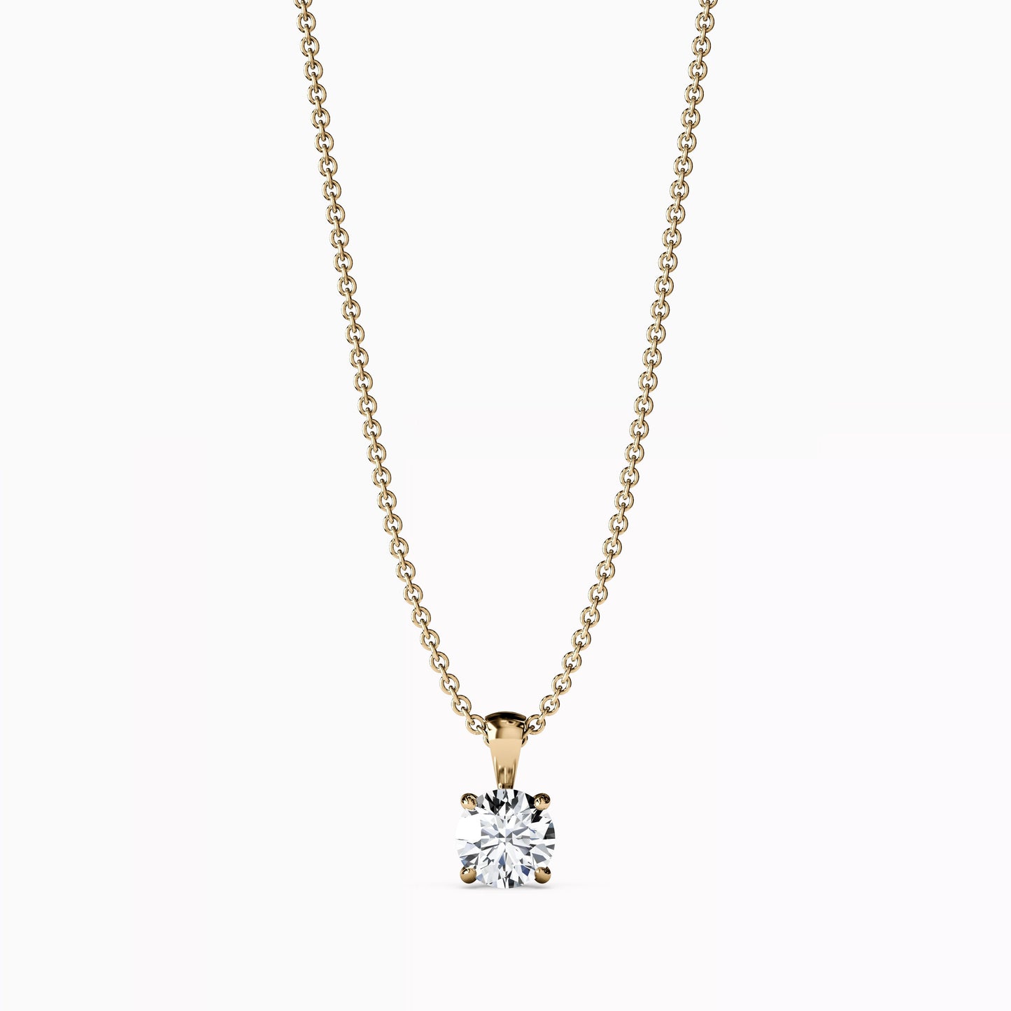 Round Diamond 4 Prong Necklace Pendant in 14K Gold