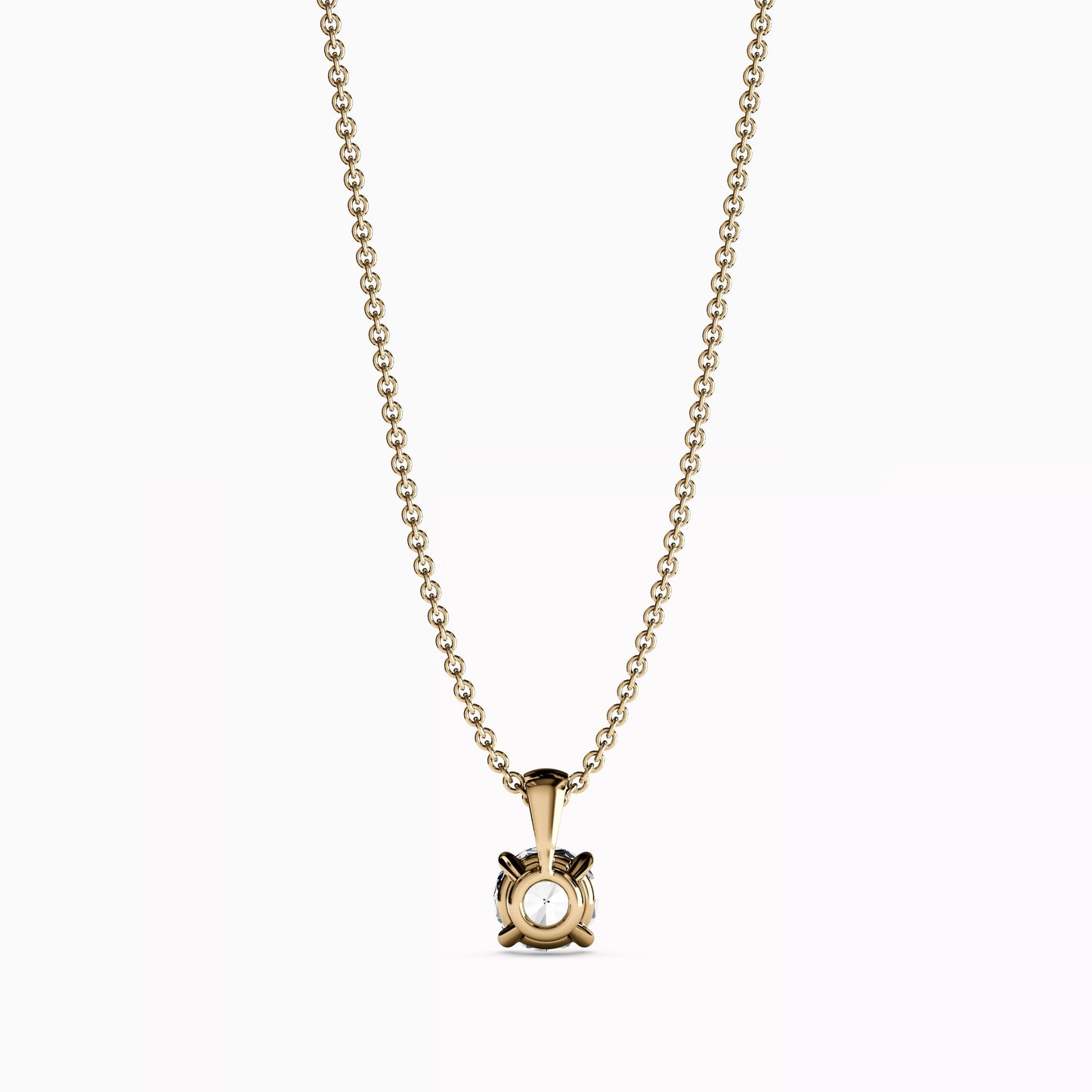 Round Diamond 4 Prong Necklace Pendant in 14K Gold
