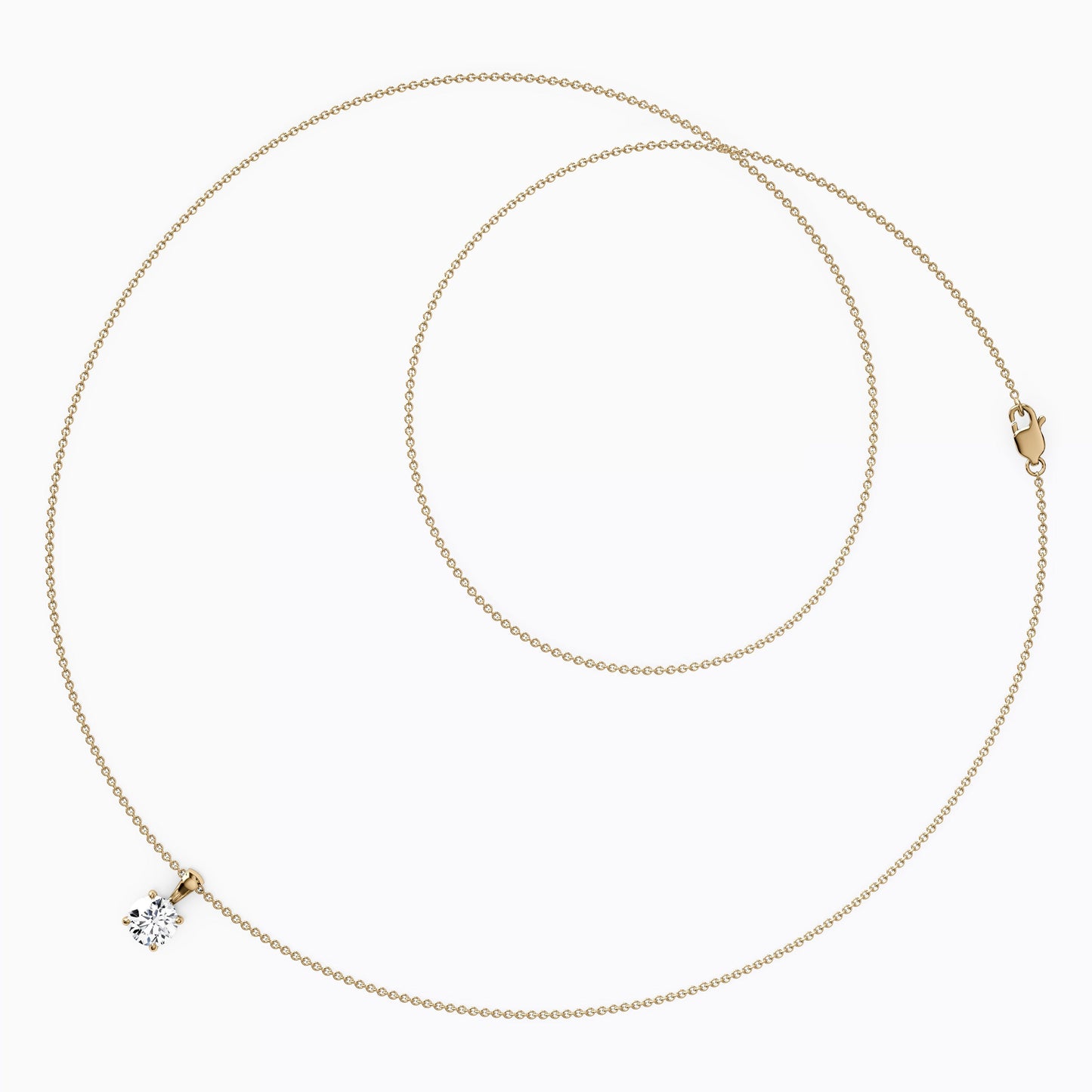 Round Diamond 4 Prong Necklace Pendant in 14K Gold